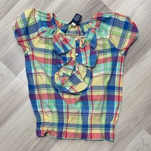 Chaps Multicolor Plaid Kids Blouse Size Small